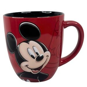 Walt Disney World Red Mickey Mouse Graphic Coffee Mug With Black Interior